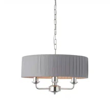 Multi arm bright nickel pendant light with charcoal fabric shade product image
