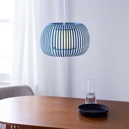 Pendant Light With Blue Fabric Shade 38cm