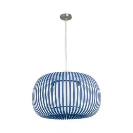 Pendant Light With Blue Fabric Shade 38cm