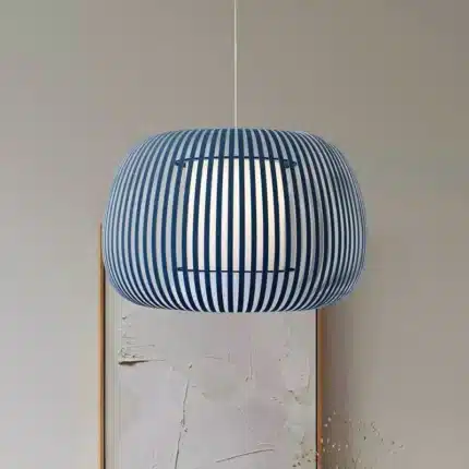 Pendant Light With Blue Fabric Shade 60cm