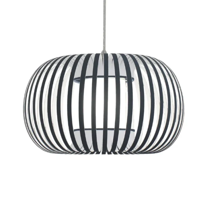 Pendant Light With Dark Grey Fabric Shade 38CM