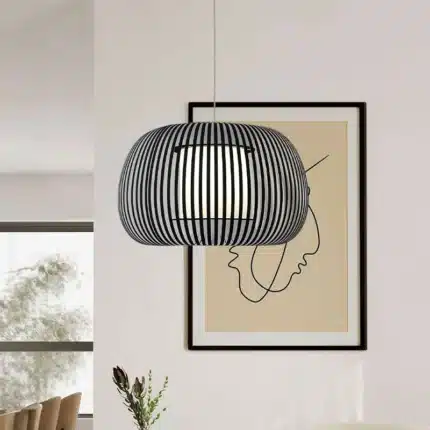 Pendant Light With Dark Grey Fabric Shade 60CM