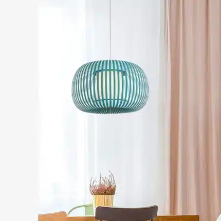 Pendant Light With Green Fabric Shade 38CM