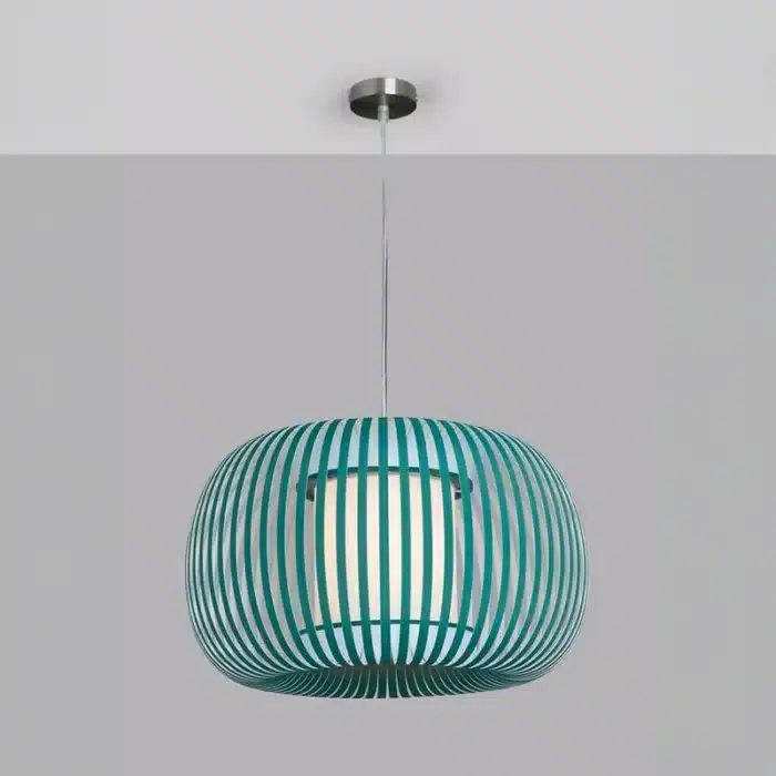 Pendant Light With Green Fabric Shade 38CM