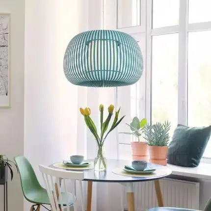 Pendant Light With Green Fabric Shade 60CM
