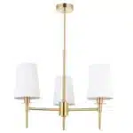 Satin brass pendant light with vintage white shades non lit