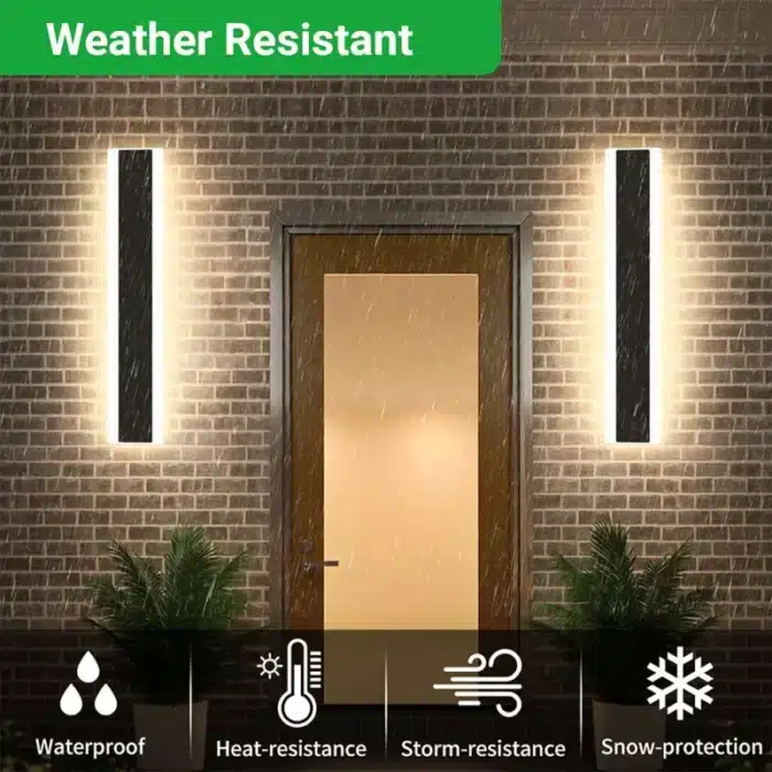 Outdoor 12W acrylic black wall light IP65 rated weather resistant